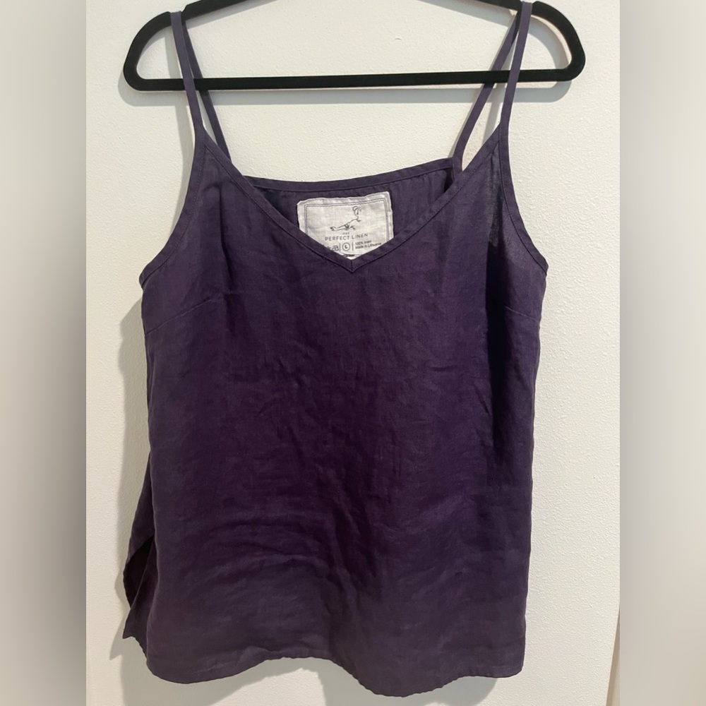 Sorrento Cami from notPERFECTlinen, sz Large, color Eggplant.
